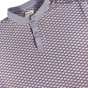 Mantra Catalyst Polo Mens XXL Purple Grey Geometric Wave Print Band Collar Shirt